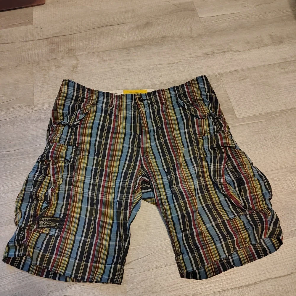 Polo Ralph Lauren Mens Plaid Cargo Shorts 38 Color Military Type C-1 Utility